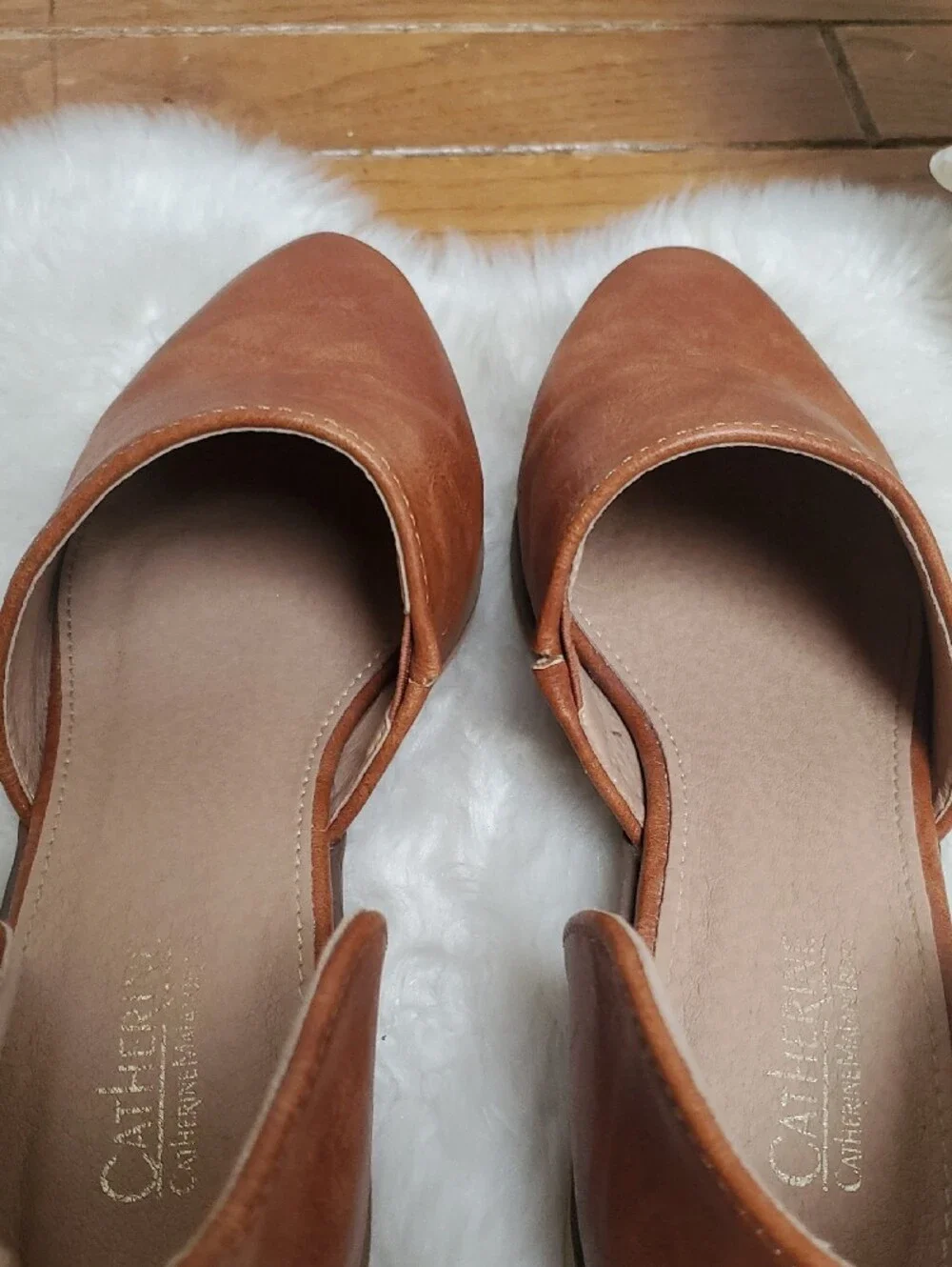 Catherine Malandrino Alaney Tan Cognac Pointed D'Orsay Flats